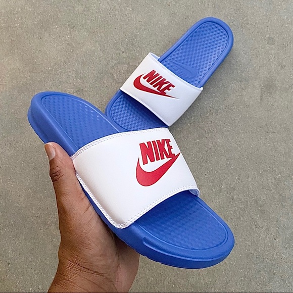 🇺🇸NIKE BENASSI SLIDES JUST DO IT JDI USA RED WHITE BLUE